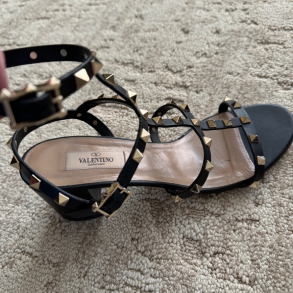 Valentino Rockstud caged leather 60 ankle strap sandal-BLACK - Picture 4 of 5